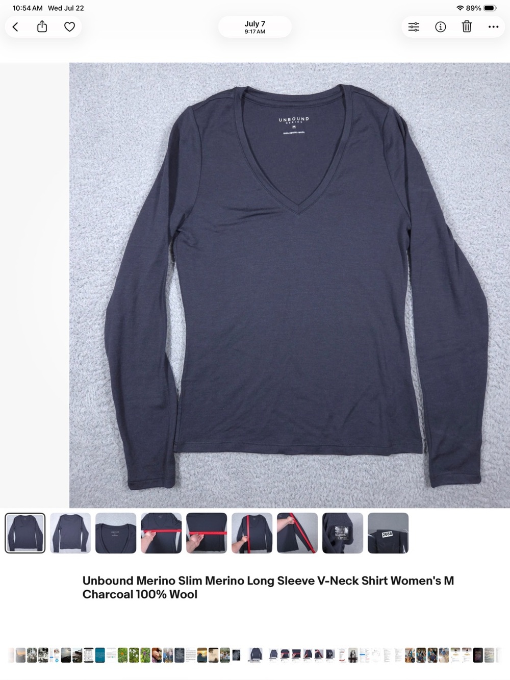 UNBOUND MERINO  100%. Charcoal Merino Long Sleeve V-Neck sweater/top.